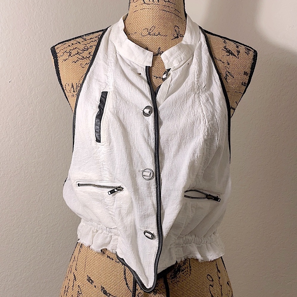 Free People Leather and Lace Boho Vest